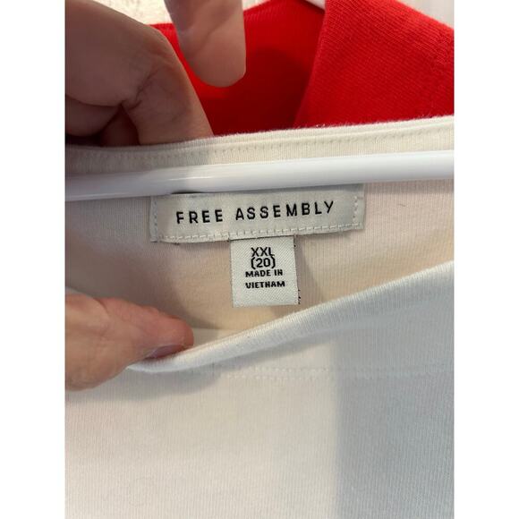 Set of 3!  Free Assembly red, blue and white striped and white puff sleeve knits - Picture 8 of 12